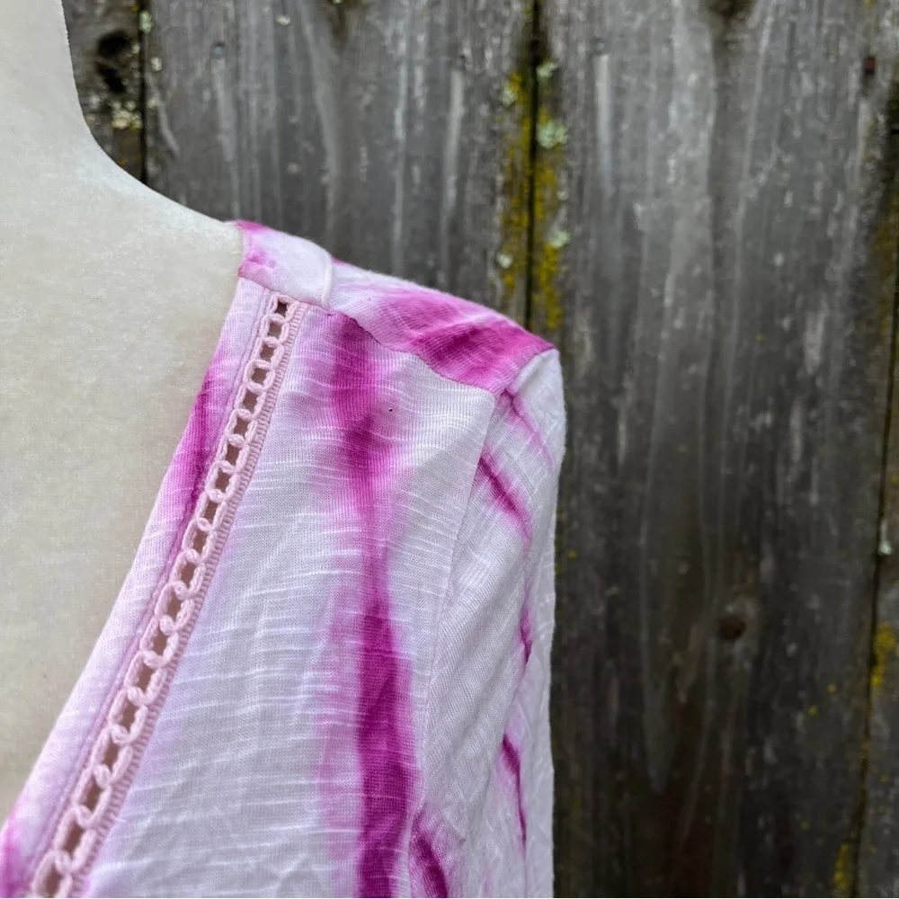 Free People Summer Nights Pink Tie Dye Embellished Tunic - Size Large